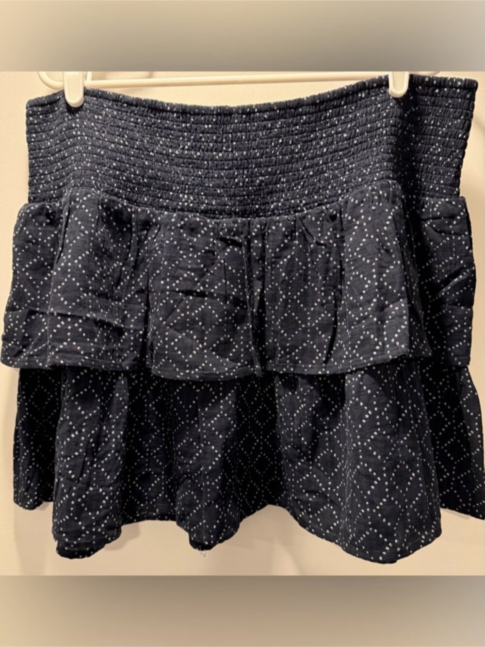 Mini Skirt with White Dot Diamond Print - Picture 2 of 2